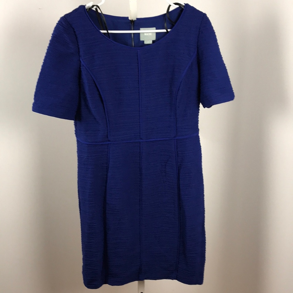 Anthropologie Maeve blue caspian sheath dress 12p